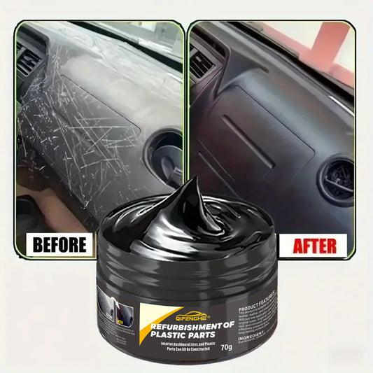 Automotive plastic repair and polishing wax for interior/exterior surfaces and tires - VELEO