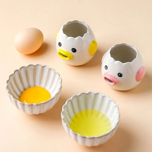 Cartoon Ceramic Egg Separator – Easy Egg White & Yolk Filter - VELEO