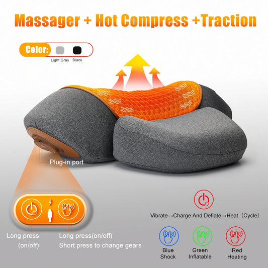Electric Cervical Neck Massager Pillow – Heat & Vibration - VELEO