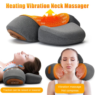 Electric Cervical Neck Massager Pillow – Heat & Vibration - VELEO